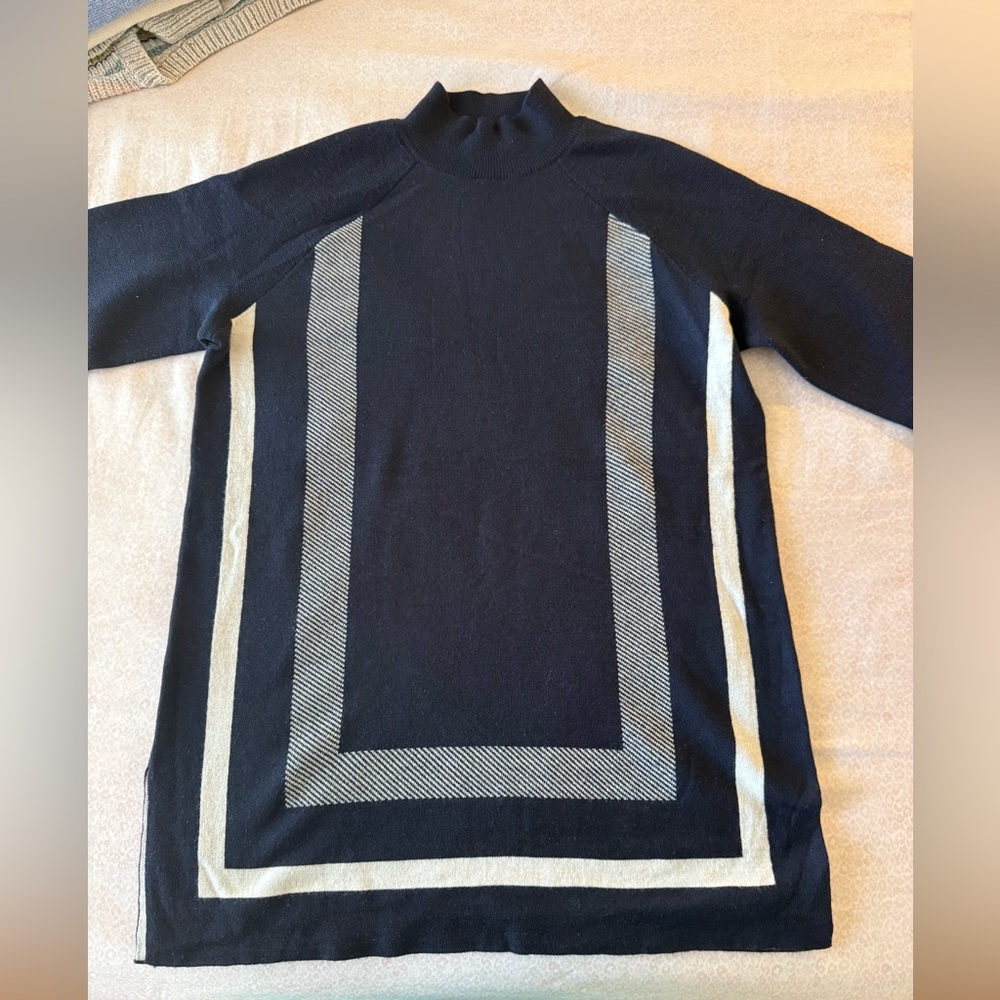 Ann Taylor Turtleneck Sweater in Black and Cream